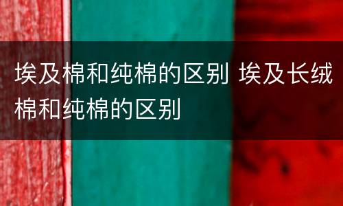 埃及棉和纯棉的区别 埃及长绒棉和纯棉的区别