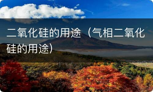 二氧化硅的用途（气相二氧化硅的用途）