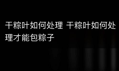 干粽叶如何处理 干粽叶如何处理才能包粽子