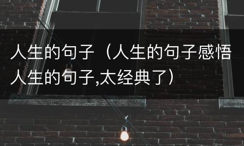 人生的句子（人生的句子感悟人生的句子,太经典了）