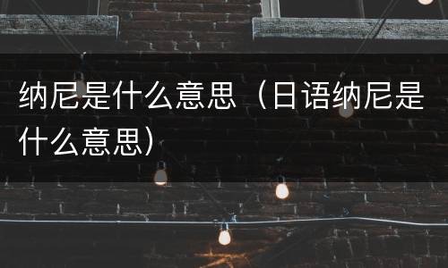 纳尼是什么意思（日语纳尼是什么意思）