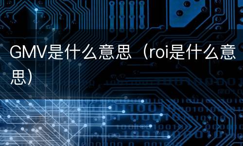 GMV是什么意思（roi是什么意思）