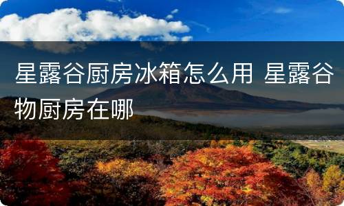 星露谷厨房冰箱怎么用 星露谷物厨房在哪