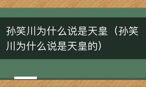 孙笑川为什么说是天皇（孙笑川为什么说是天皇的）