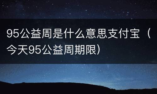 95公益周是什么意思支付宝（今天95公益周期限）