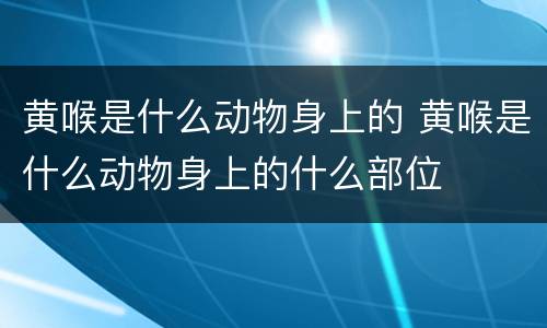 黄喉是什么动物身上的 黄喉是什么动物身上的什么部位