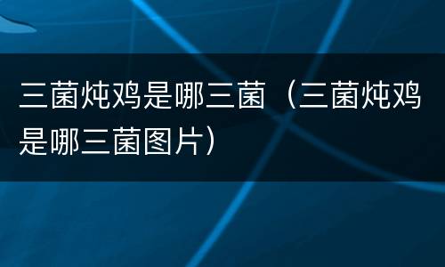 三菌炖鸡是哪三菌（三菌炖鸡是哪三菌图片）