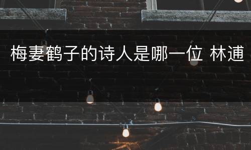 梅妻鹤子的诗人是哪一位 林逋