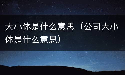大小休是什么意思（公司大小休是什么意思）