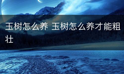 玉树怎么养 玉树怎么养才能粗壮