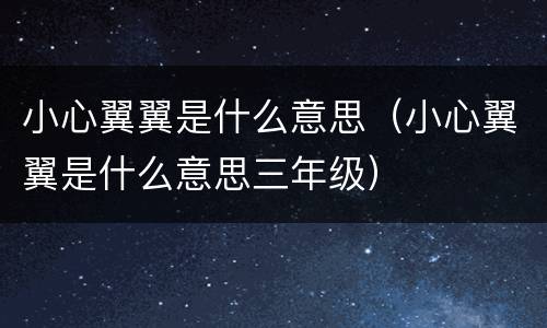 小心翼翼是什么意思（小心翼翼是什么意思三年级）