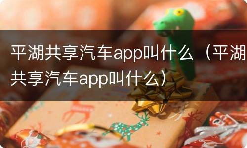 平湖共享汽车app叫什么（平湖共享汽车app叫什么）