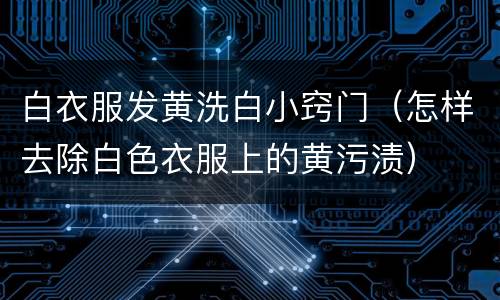 白衣服发黄洗白小窍门（怎样去除白色衣服上的黄污渍）