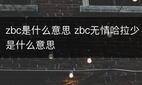 zbc是什么意思 zbc无情哈拉少是什么意思