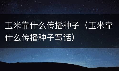玉米靠什么传播种子（玉米靠什么传播种子写话）