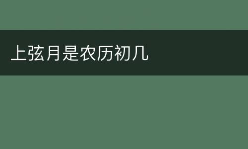 上弦月是农历初几