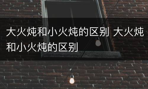 大火炖和小火炖的区别 大火炖和小火炖的区别