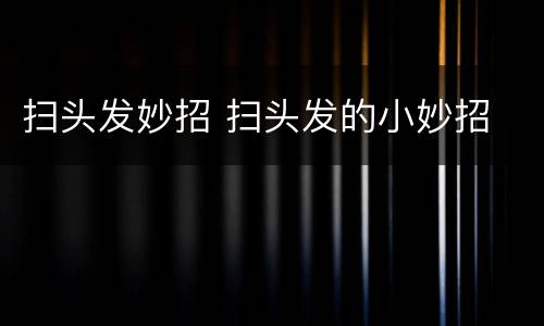 扫头发妙招 扫头发的小妙招