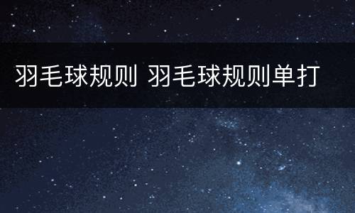 羽毛球规则 羽毛球规则单打