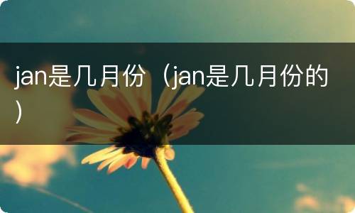 jan是几月份（jan是几月份的）