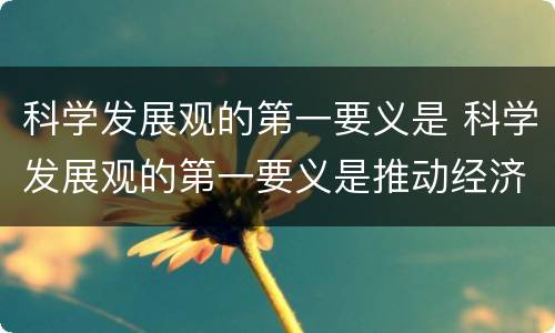 科学发展观的第一要义是 科学发展观的第一要义是推动经济社会发展