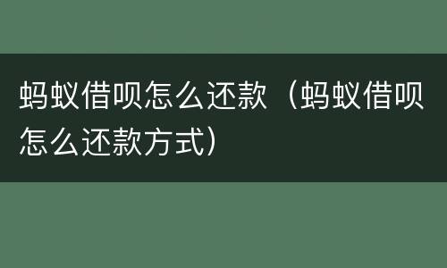 蚂蚁借呗怎么还款（蚂蚁借呗怎么还款方式）