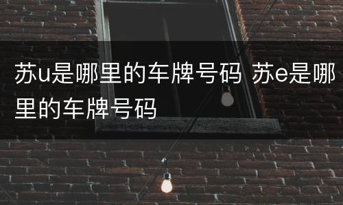 苏u是哪里的车牌号码 苏e是哪里的车牌号码