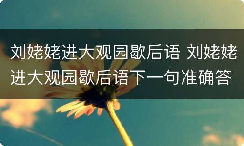 刘姥姥进大观园歇后语 刘姥姥进大观园歇后语下一句准确答案