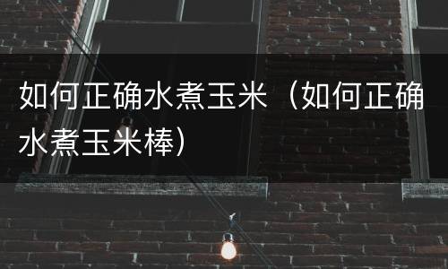 如何正确水煮玉米（如何正确水煮玉米棒）