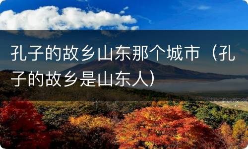 孔子的故乡山东那个城市（孔子的故乡是山东人）