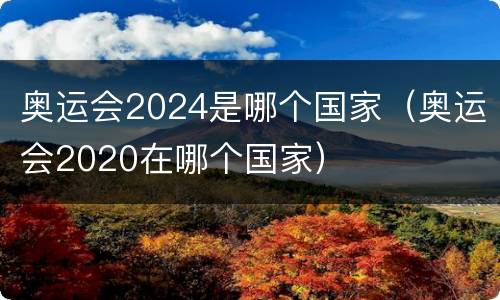 奥运会2024是哪个国家（奥运会2020在哪个国家）