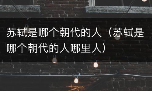 苏轼是哪个朝代的人（苏轼是哪个朝代的人哪里人）