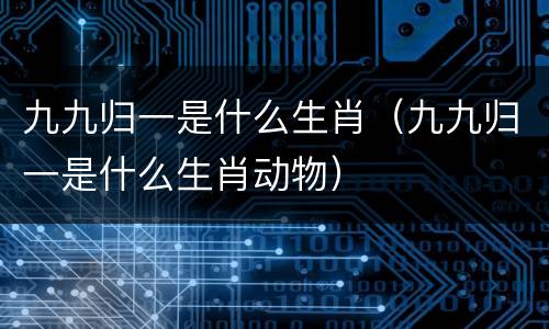 九九归一是什么生肖（九九归一是什么生肖动物）