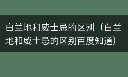 白兰地和威士忌的区别（白兰地和威士忌的区别百度知道）