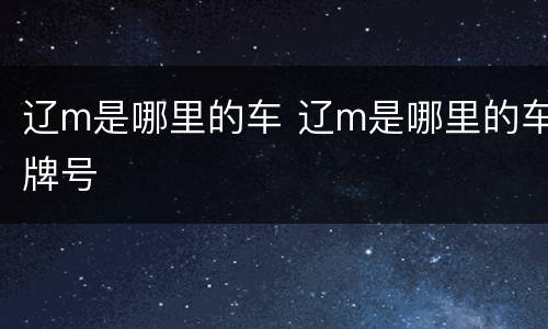 辽m是哪里的车 辽m是哪里的车牌号