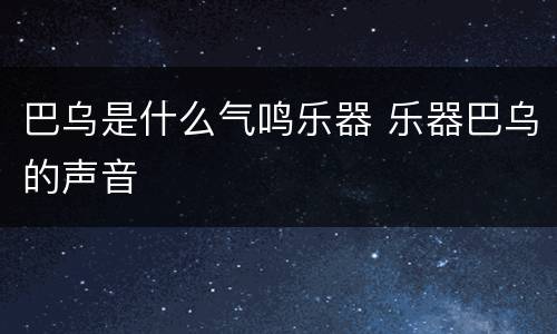 巴乌是什么气鸣乐器 乐器巴乌的声音