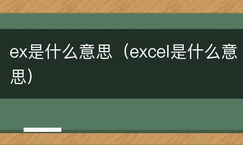 ex是什么意思（excel是什么意思）