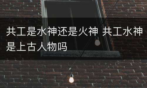 共工是水神还是火神 共工水神是上古人物吗