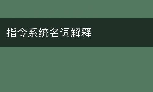 指令系统名词解释