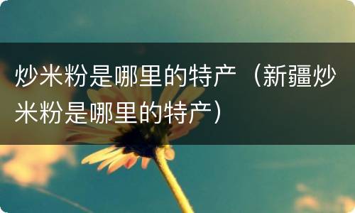 炒米粉是哪里的特产（新疆炒米粉是哪里的特产）