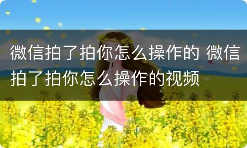微信拍了拍你怎么操作的 微信拍了拍你怎么操作的视频
