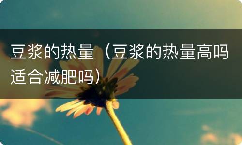 豆浆的热量（豆浆的热量高吗适合减肥吗）