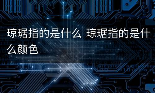 琼琚指的是什么 琼琚指的是什么颜色