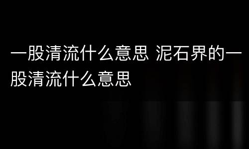 一股清流什么意思 泥石界的一股清流什么意思