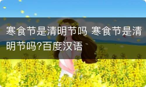 寒食节是清明节吗 寒食节是清明节吗?百度汉语