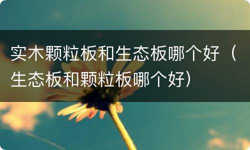 实木颗粒板和生态板哪个好（生态板和颗粒板哪个好）