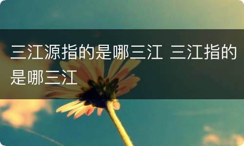 三江源指的是哪三江 三江指的是哪三江