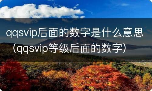qqsvip后面的数字是什么意思（qqsvip等级后面的数字）