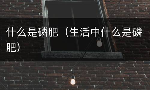 什么是磷肥（生活中什么是磷肥）