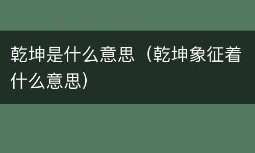 乾坤是什么意思（乾坤象征着什么意思）